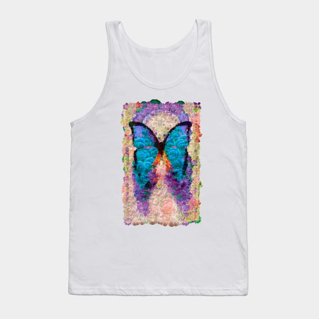 Romantic blue butterfly with flowers exotic design Tank Top by Ariela-Alez